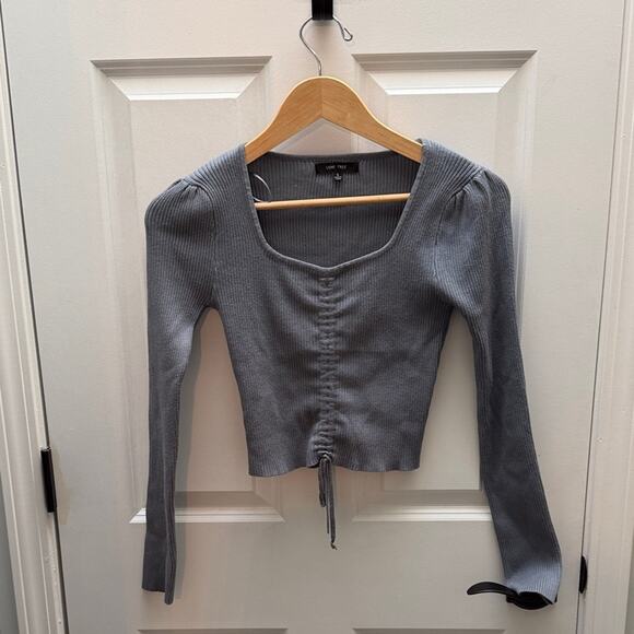 Love Tree Charcoal Ribbed Long Sleeve Blouse size small - Picture 1 of 4